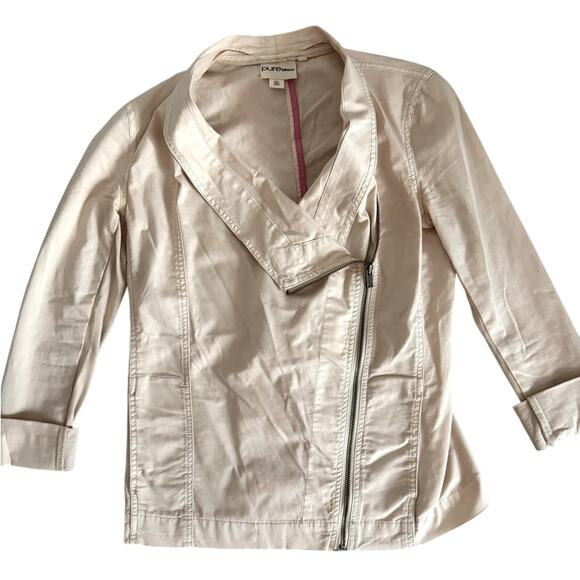 DKNY PURE Asymmetrical Zip Jacket Womens SZ P Minimalist Neutral - Picture 1 of 6